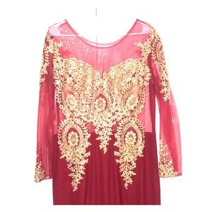 Burgundy and gold dress